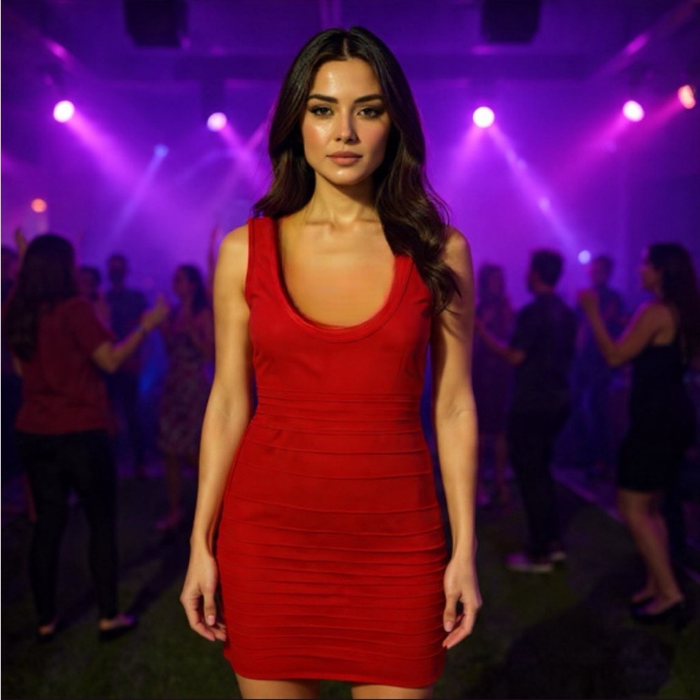 Bebe Vibrant Crimson Red Mini Dress